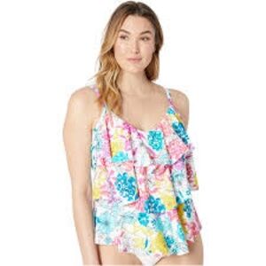Kenneth Cole Ruffle Tiers Tankini NWT Size 1X